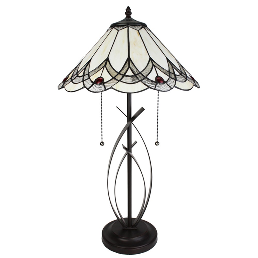 Stolní lampa Tiffany Red Dot - 39x69 cm E27/max 2x60W Clayre & Eef Stolní lampa Tiffany Red Dot - 39x69 cm E27/max 2x60W Clayre & Eef
