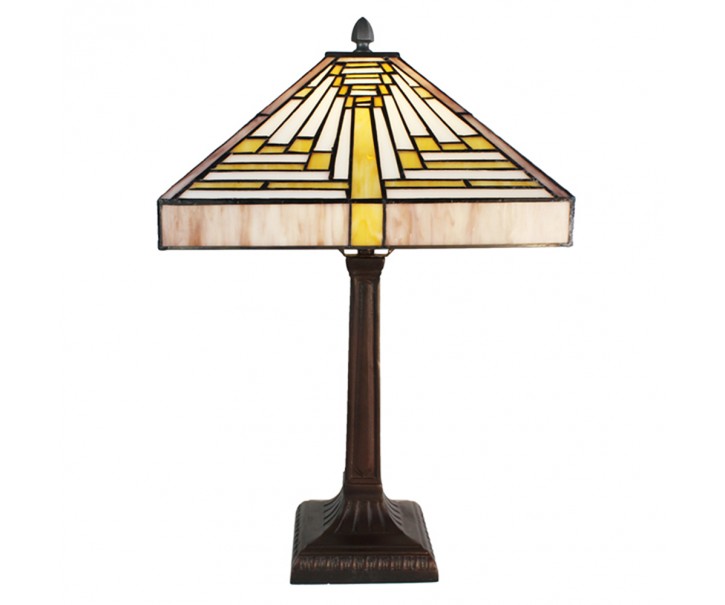 Pyramidová stolní lampa Tiffany - 31*31*48 cm E27/max 1*60W Clayre & Eef