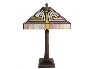 Pyramidová stolní lampa Tiffany - 31*31*48 cm E27/max 1*60W