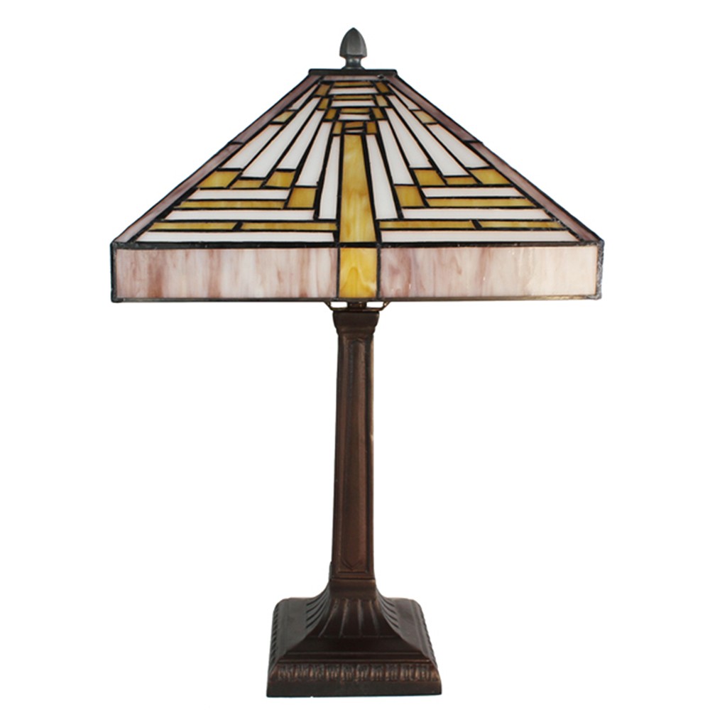 Pyramidová stolní lampa Tiffany - 31*31*48 cm E27/max 1*60W Clayre & Eef Pyramidová stolní lampa Tiffany - 31*31*48 cm E27/max 1*60W Clayre & Eef