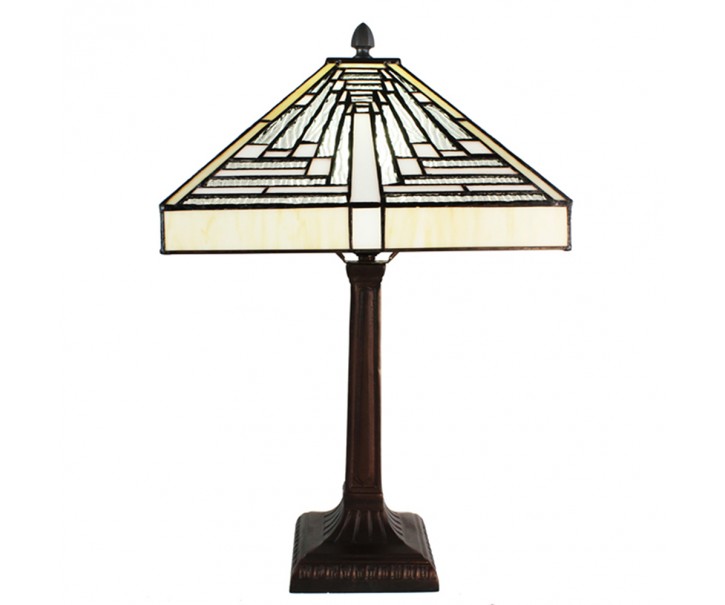 Pyramidová stolní lampa Tiffany Ova - 31*31*48 cm E27/max 1*60W Clayre & Eef