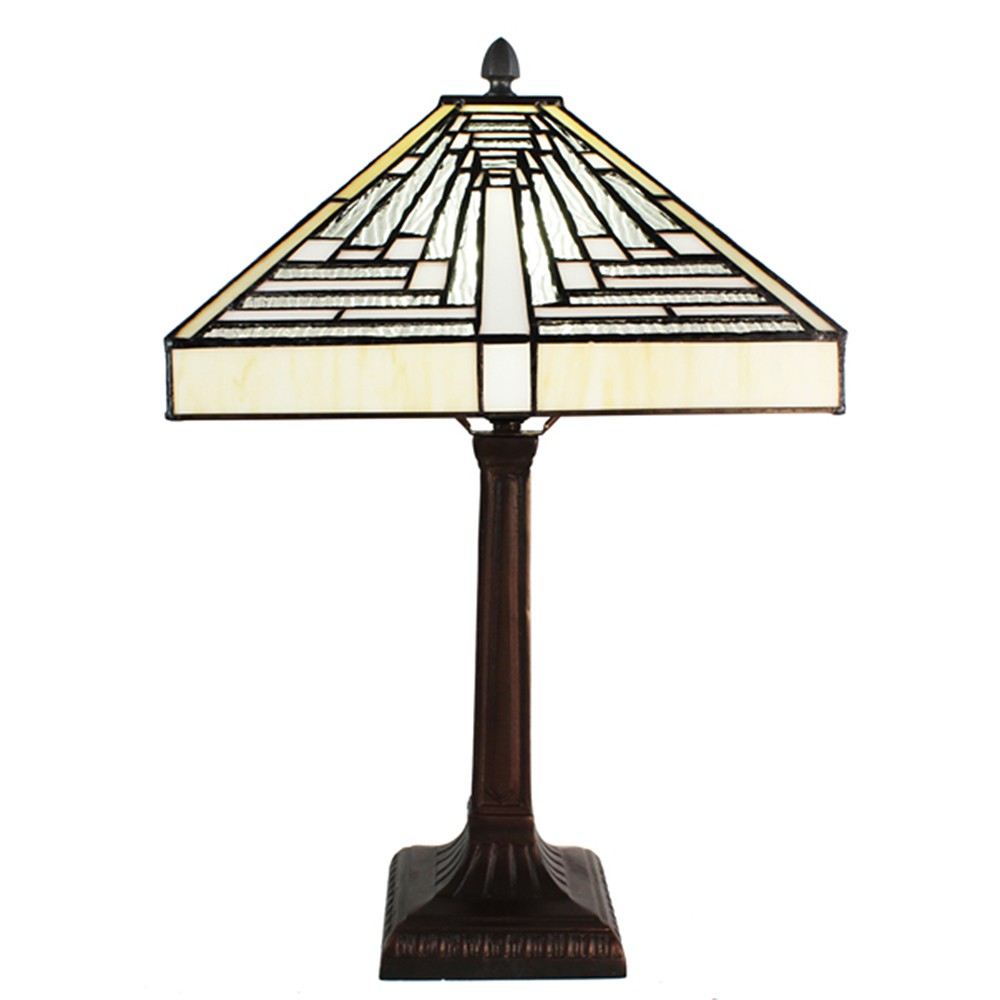 Pyramidová stolní lampa Tiffany Ova - 31*31*48 cm E27/max 1*60W