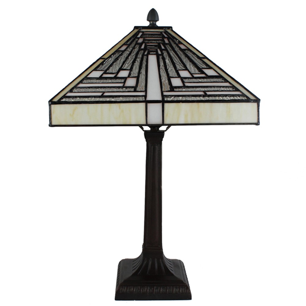 Pyramidová stolní lampa Tiffany Ova - 31*31*48 cm E27/max 1*60W Clayre & Eef Pyramidová stolní lampa Tiffany Ova - 31*31*48 cm E27/max 1*60W Clayre & Eef