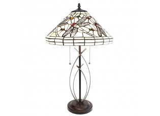 Stolní lampa Tiffany White Dragonfly - 41x69 cm E27/max 2x40W