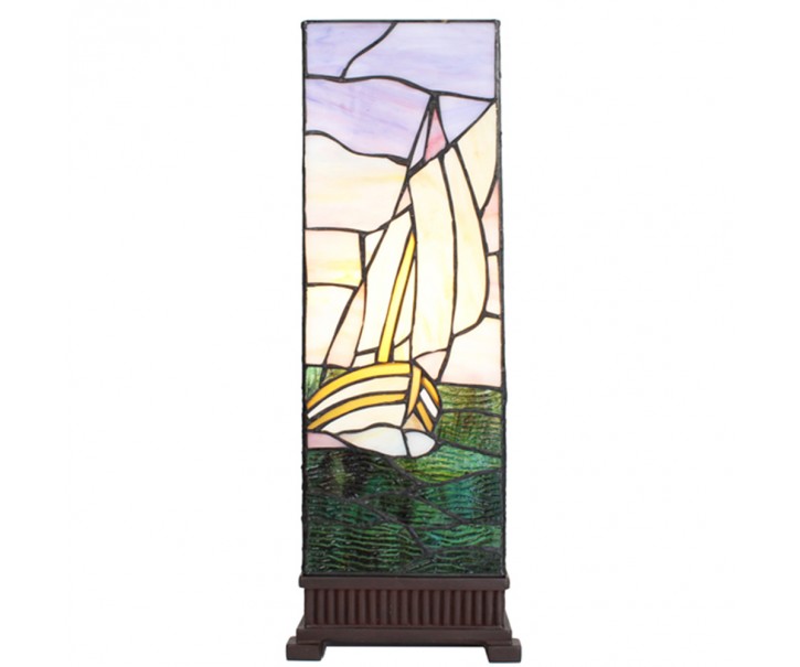 Stolní lampa Tiffany s plachetnicí Viw - 18*18*48 cm E14/max 1*40W Clayre & Eef