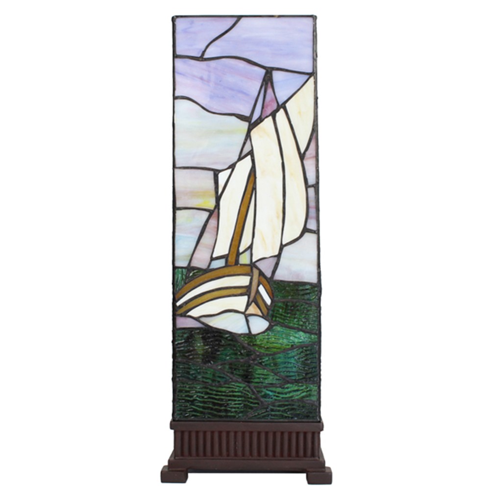Stolní lampa Tiffany s plachetnicí Viw - 18*18*48 cm E14/max 1*40W Clayre & Eef Stolní lampa Tiffany s plachetnicí Viw - 18*18*48 cm E14/max 1*40W Clayre & Eef
