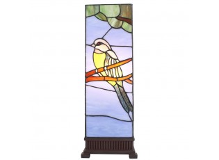 Modrá stolní lampa Tiffany s ptáčkem Birdie - 18*18*48 cm E14/max 1*40W