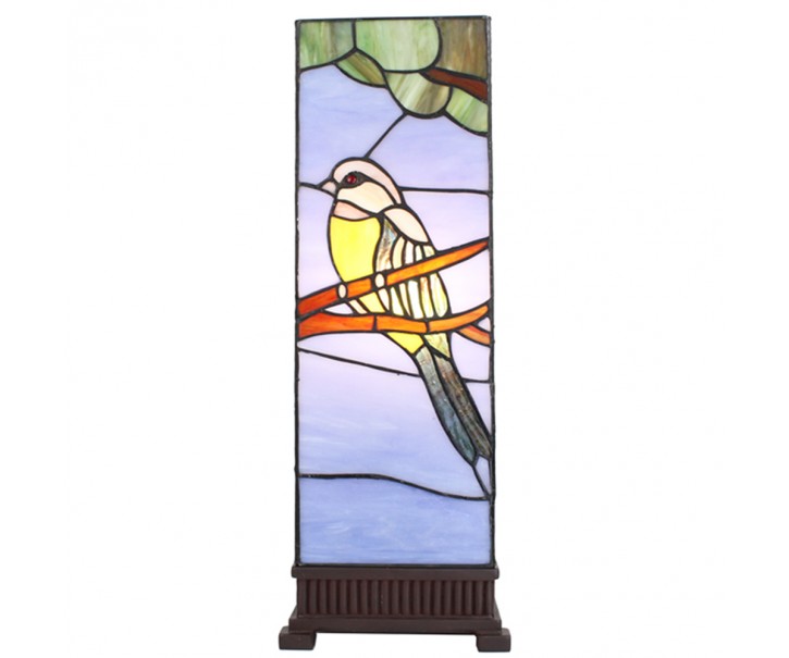 Modrá stolní lampa Tiffany s ptáčkem Birdie - 18*18*48 cm E14/max 1*40W Clayre & Eef