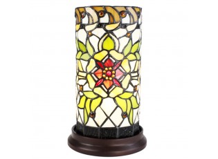 Válcovitá stolní lampa Tiffany s květinou Flo - Ø 15*26 cm E14/max 1*40W