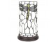 Bílá válcovitá stolní lampa Tiffany s vážkou DragonFly - Ø 15*26 cm E14/max 1*40W Clayre & Eef