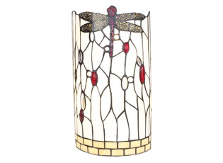 Bílá nástěnná lampa Tiffany s vážkou DragonFly - 20*10*36 cm E14/max 2*25W