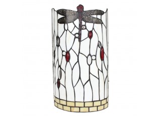 Bílá nástěnná lampa Tiffany s vážkou DragonFly - 20*10*36 cm E14/max 2*25W