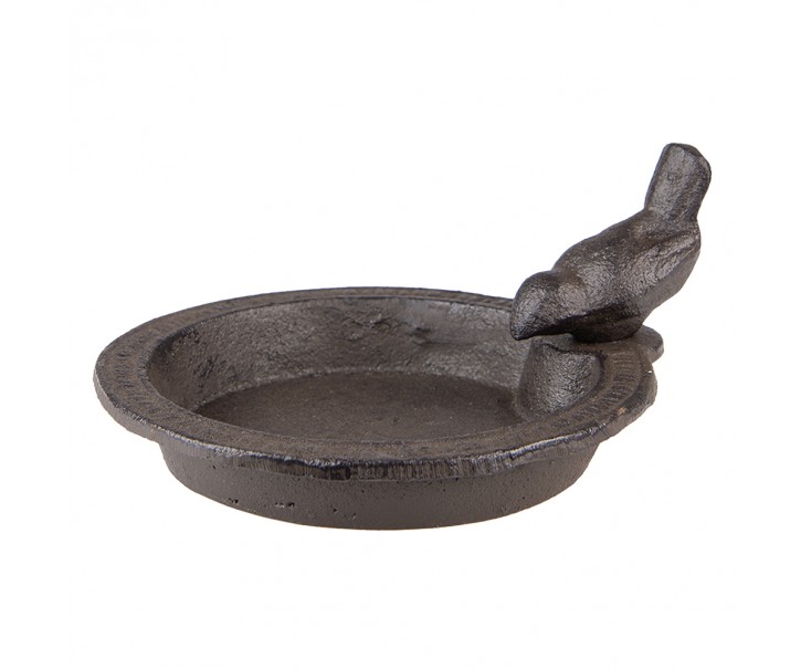 Hnědé litinové pítko/ krmítko pro ptáčky - 16*18*9 cm Clayre & Eef
