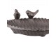 Hnědé litinové pítko/ krmítko pro ptáčky ve tvaru listu - 19*10*5 cm Clayre & Eef