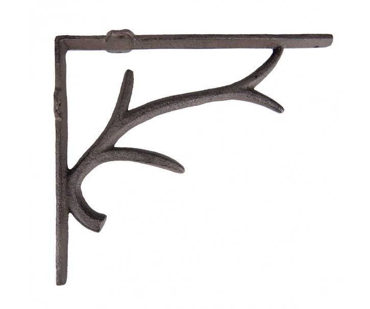 Hnědá nástěnná litinová policová konzole - 5*25*21 cm Clayre & Eef