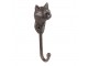 Hnědý nástěnný litinový háček s hlavou kočky Catty Brown - 5*4*15 cm Clayre & Eef
