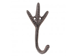 Hnědý nástěnný litinový háček s kuřecí nohou - 7*5*14 cm