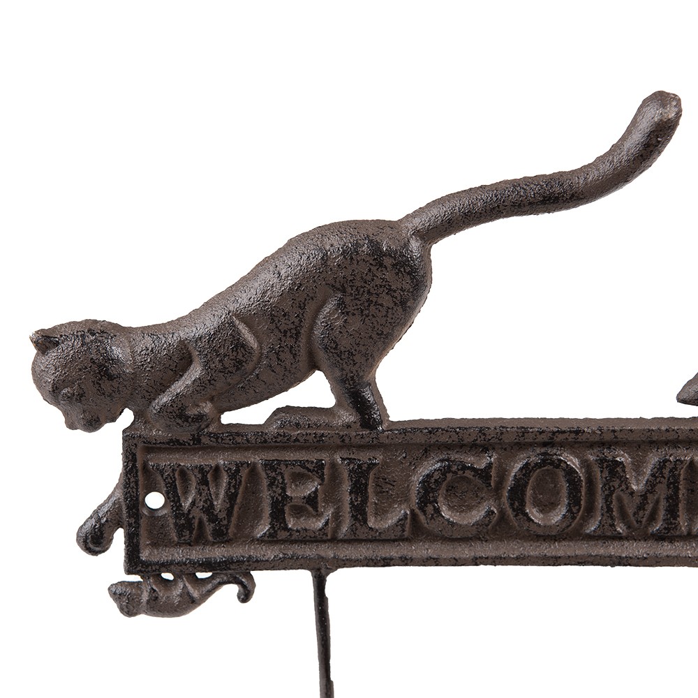 Nástěnný litinový věšák s kočkou a myší Welcome - 22*5*20 cm Clayre & Eef Nástěnný litinový věšák s kočkou a myší Welcome - 22*5*20 cm Clayre & Eef