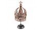 Hnědá antik dekorace koruna Crown na noze s kamínky - Ø 16*40 cm Clayre & Eef