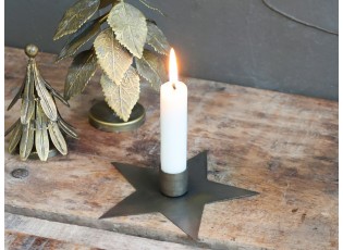 Bronzový antik svícen na úzkou svíčku ve tvaru hvězdy Star - 13*2,5cm