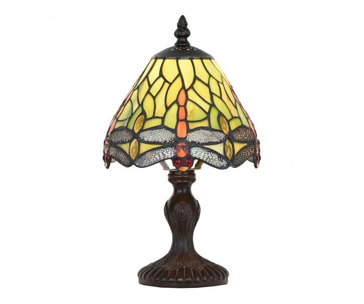 Zelená stolní lampa Tiffany s vážkami - Ø 18*32 cm E14/max 1*25W Clayre & Eef