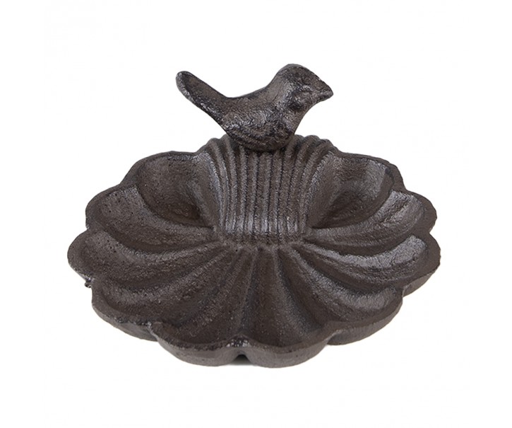 Hnědé litinové pítko/ krmítko - Ø 14*5 cm Clayre & Eef