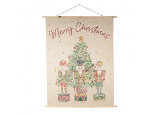 Béžová nástěnná mapa s Louskáčky Merry Christmas - 120*2*150 cm