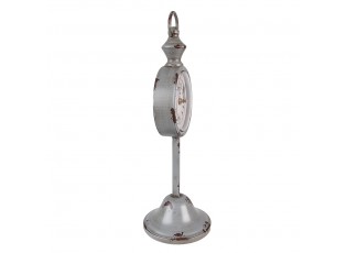 Šedé antik kovové stolní hodiny - 12*12*38 cm / 1*AA