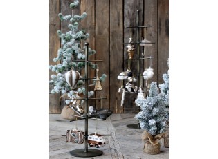 Champagne antik závěsná skleněná dekorace brusle - 8*3*8 cm