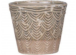 Béžovo-zelený obal na květináč se vzorem Valence - Ø 11*10cm