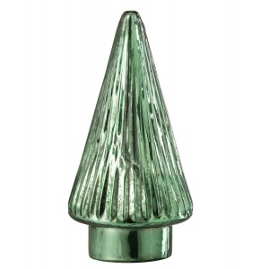 Zelený svítící skleněný stromek Tree Led - Ø 10*19cm
