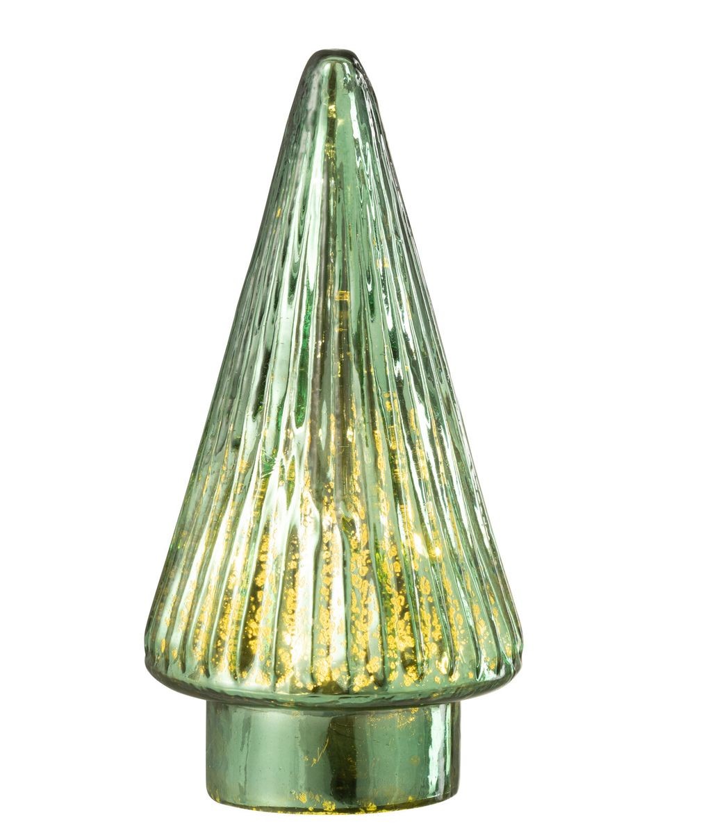 Zelený svítící skleněný stromek Tree Led - Ø 10*19cm J-Line by Jolipa Zelený svítící skleněný stromek Tree Led - Ø 10*19cm J-Line by Jolipa