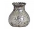 Stříbrná antik skleněná dekorační vázička Marcia - Ø 9*8cm Chic Antique