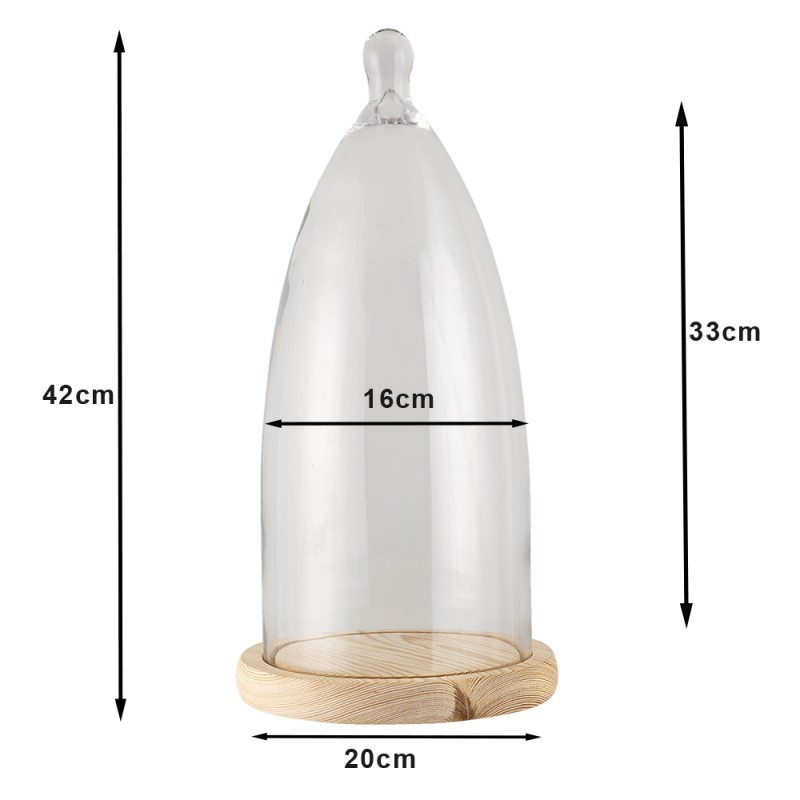 Přírodní úzký dřevěný podnos se skleněným poklopem - Ø 20*41 cm Clayre & Eef Přírodní úzký dřevěný podnos se skleněným poklopem - Ø 20*41 cm Clayre & Eef
