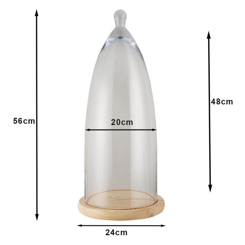 Světle hnědý dřevěný podnos se skleněným poklopem Becca - Ø 24*56 cm Clayre & Eef Světle hnědý dřevěný podnos se skleněným poklopem Becca - Ø 24*56 cm Clayre & Eef