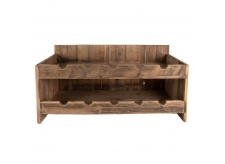 Hnědý antik dřevěný stojan na víno - 65*28*33 cm