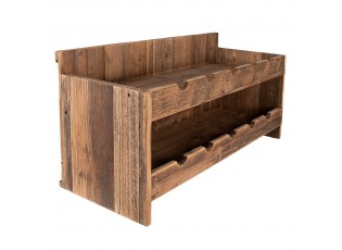 Hnědý antik dřevěný stojan na víno - 65*28*33 cm