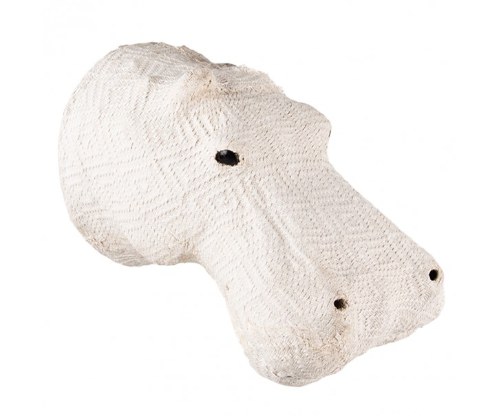 Béžová antik nástěnná dekorace hlava hroch Hippo L - 17*24*21 cm Clayre & Eef