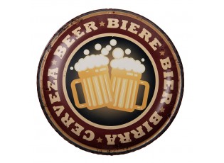 Nástěnná kulatá kovová cedule pivo Beer - Ø 35*2 cm
