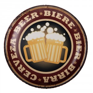 Nástěnná kulatá kovová cedule pivo Beer - Ø 35*2 cm
