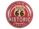 Červená nástěnná kovová cedule na zeď Route 66 - Ø 35*2 cm Clayre & Eef