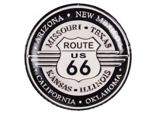 Nástěnná kovová cedule na zeď Route 66 - Ø 35*2 cm