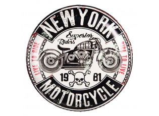 Nástěnná kovová cedule na zeď New York Motorcycle - Ø 35*2 cm