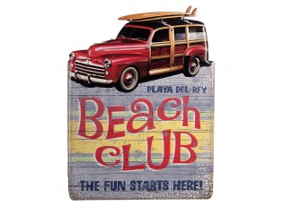Nástěnná kovová cedule Beach Club - 45*1*60 cm