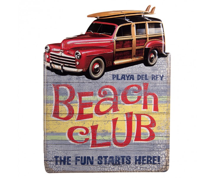 Nástěnná kovová cedule Beach Club - 45*1*60 cm Clayre & Eef