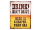 Žlutobílá antik nástěnná kovová cedule Drink! - 25*1*33 cm Clayre & Eef