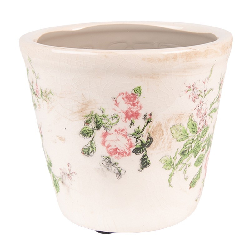 Keramický obal na květináč s růžemi Rossia S - Ø12*10 cm Clayre & Eef Keramický obal na květináč s růžemi Rossia S - Ø12*10 cm Clayre & Eef