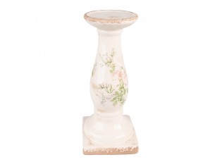 Béžový keramický svícen s růžemi Rossia L - Ø13*30 cm