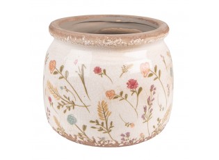 Keramický obal na květináč s kvítky Floral Cartoon M - Ø 15*13 cm