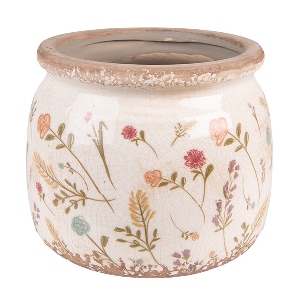 Keramický obal na květináč s kvítky Floral Cartoon - Ø 15*13 cm